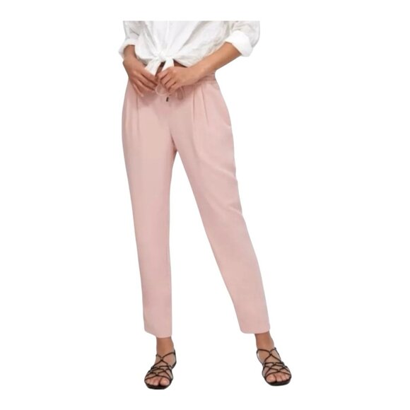 ZARA Pink Pleated Drawstring Pull-On Pants Women’s Size M NWOT Lightweight Pants - Picture 2 of 7